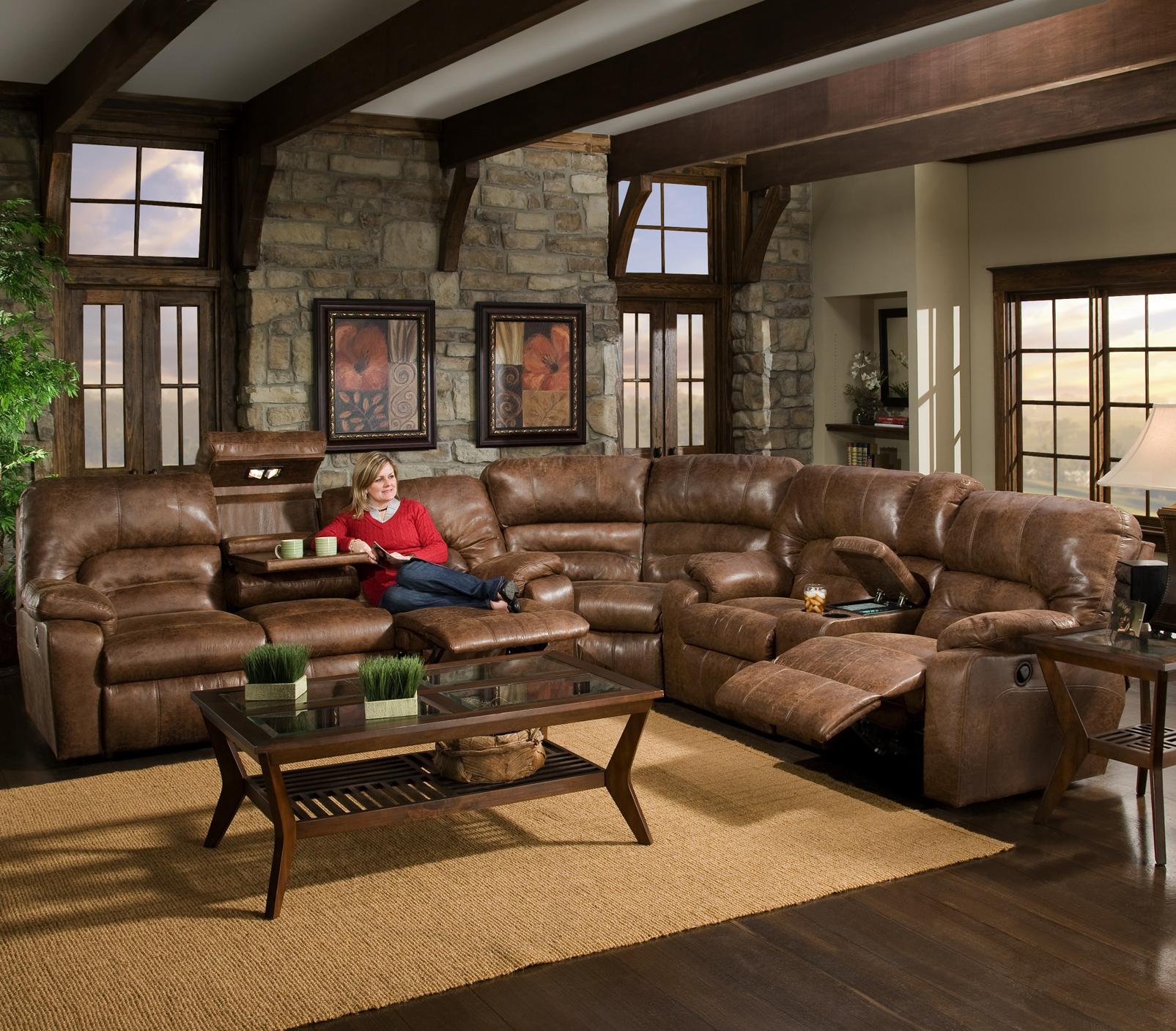 Franklin 596 Motion Sofa with Lights & Storage Drawer VanDrie Home